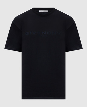 Givenchy Blue silk T-shirt with logo BM71NK3YSF