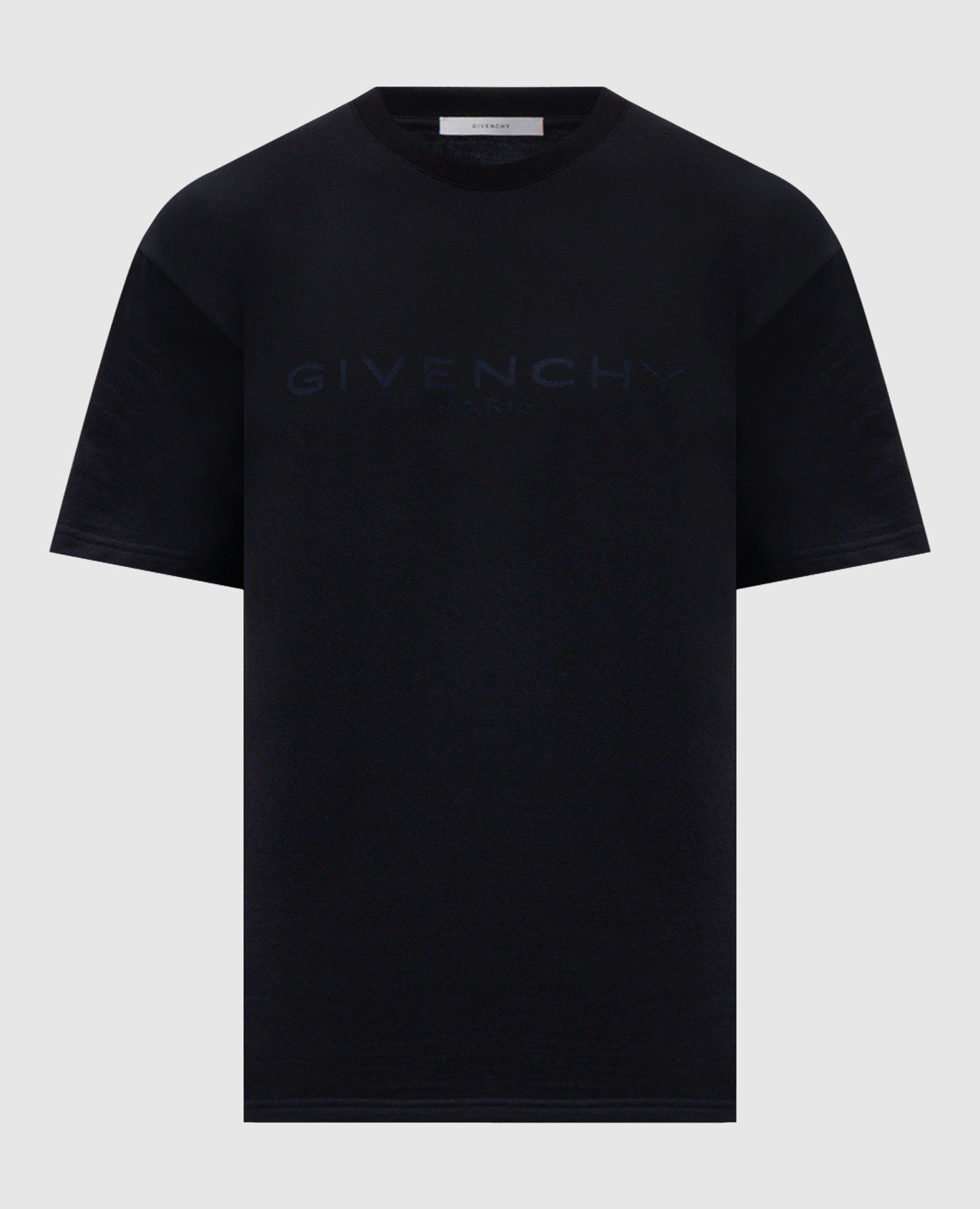 Blue silk T-shirt with logo