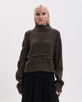 Y`S Yamamoto Green wool sweater with textured pattern YVK20689