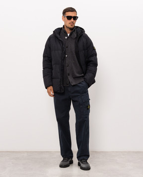 Stone Island Navy blue down jacket with logo patch L2S154100037S0A23