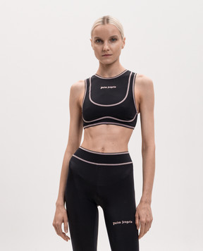 Palm Angels Black top with logo print PWVO022S26FAB001