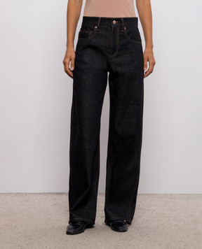 Brunello Cucinelli Dark blue jeans with logo patch ML134P4021