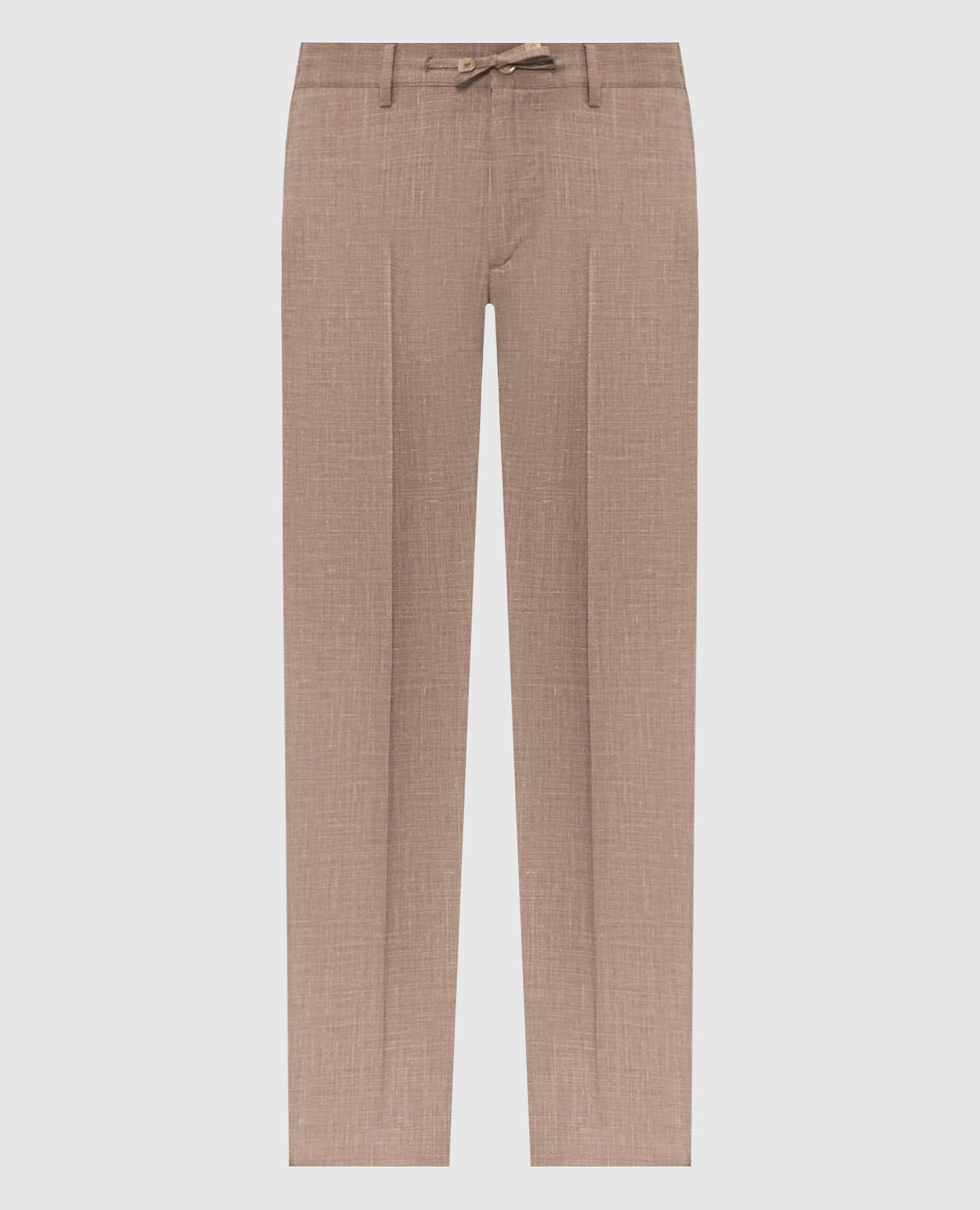 Brown wool, silk and linen trousers