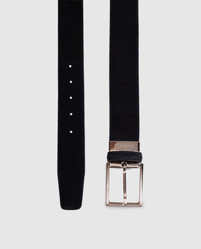 Canali Blue suede belt with logo engraving KB0047750C