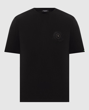 Stefano Ricci Black T-shirt with embroidered logo MNH6305410803