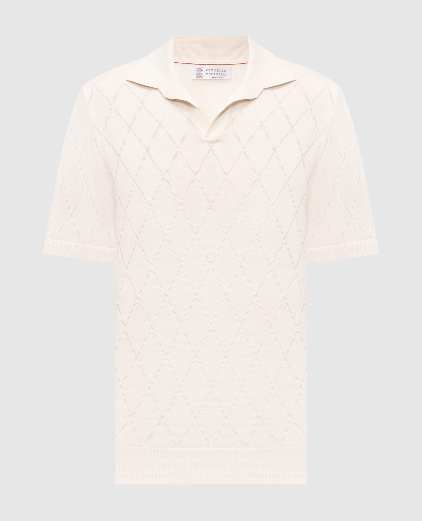 Ivory geometric polo shirt