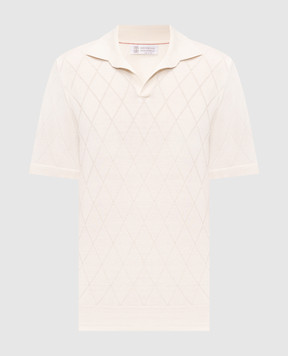 Brunello Cucinelli Ivory geometric polo shirt M29806505P