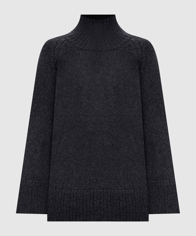 Gray wool and cashmere sweater