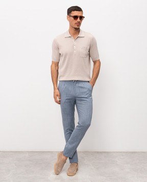 Enrico Mandelli Blue wool, silk and linen trousers GYM02B6020