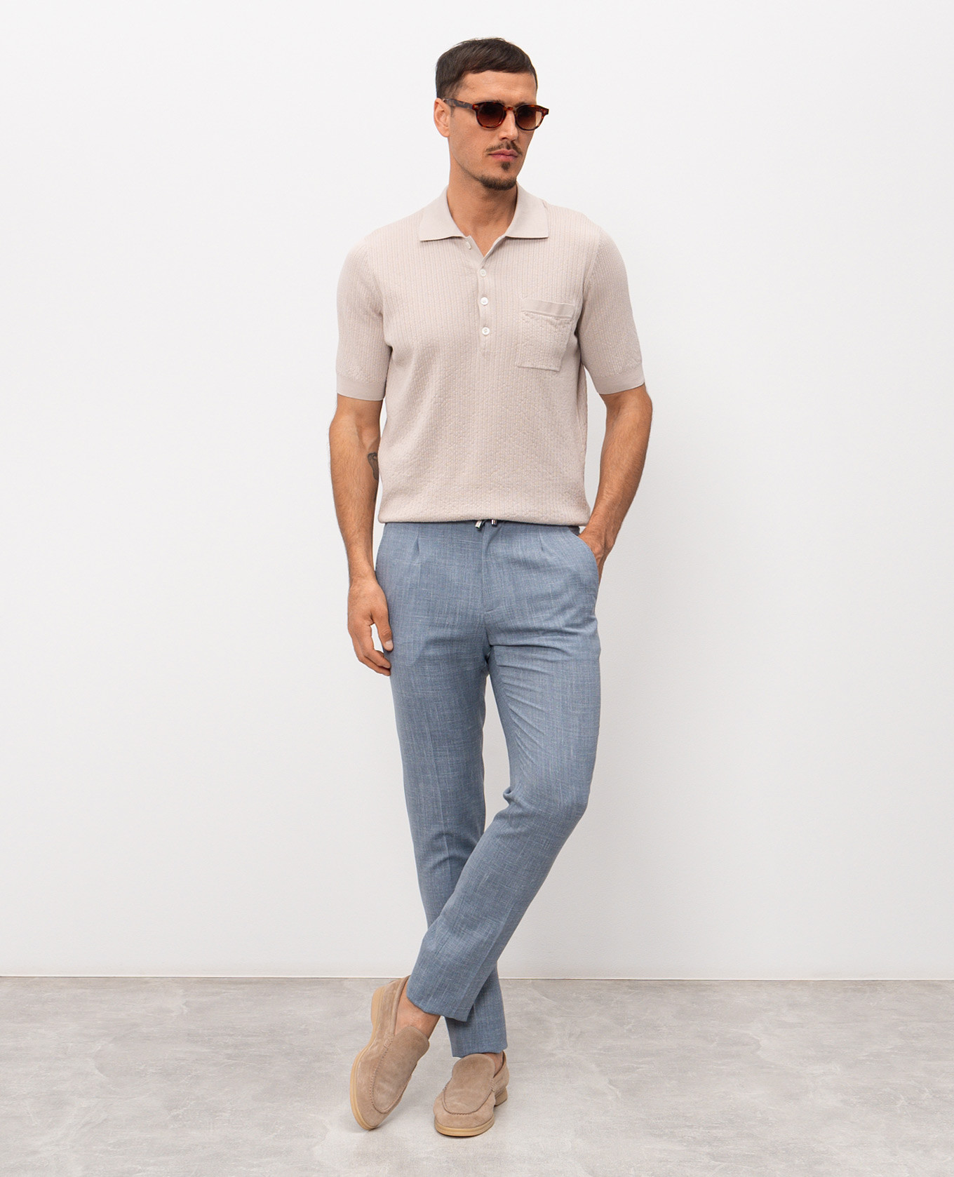 

Blue wool, silk and linen trousers Enrico Mandelli, Light blue