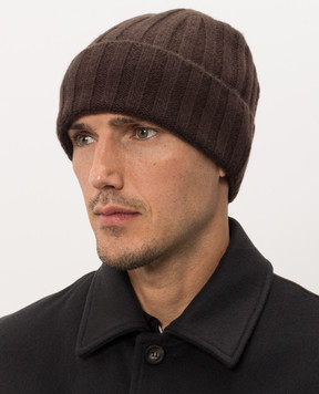 Castangia dal 1850 Brown ribbed cashmere hat CACHEMIREHAT