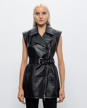 Max Mara Sportmax Black leather dress FAVELLA with zipper SPXFAVELLA