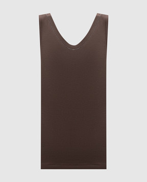 Brunello Cucinelli Brown ribbed tank top with chain M0TC8BJ312