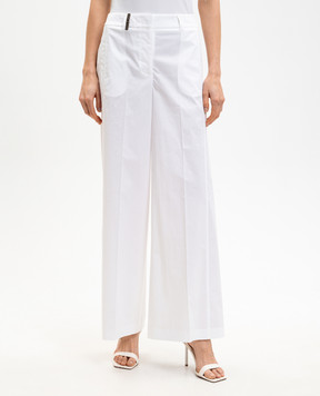 Peserico White pants with brand patch P0486101979