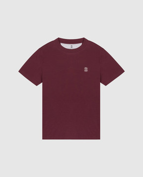 Brunello Cucinelli Children's burgundy T-shirt with embroidered emblem B0B13T704A