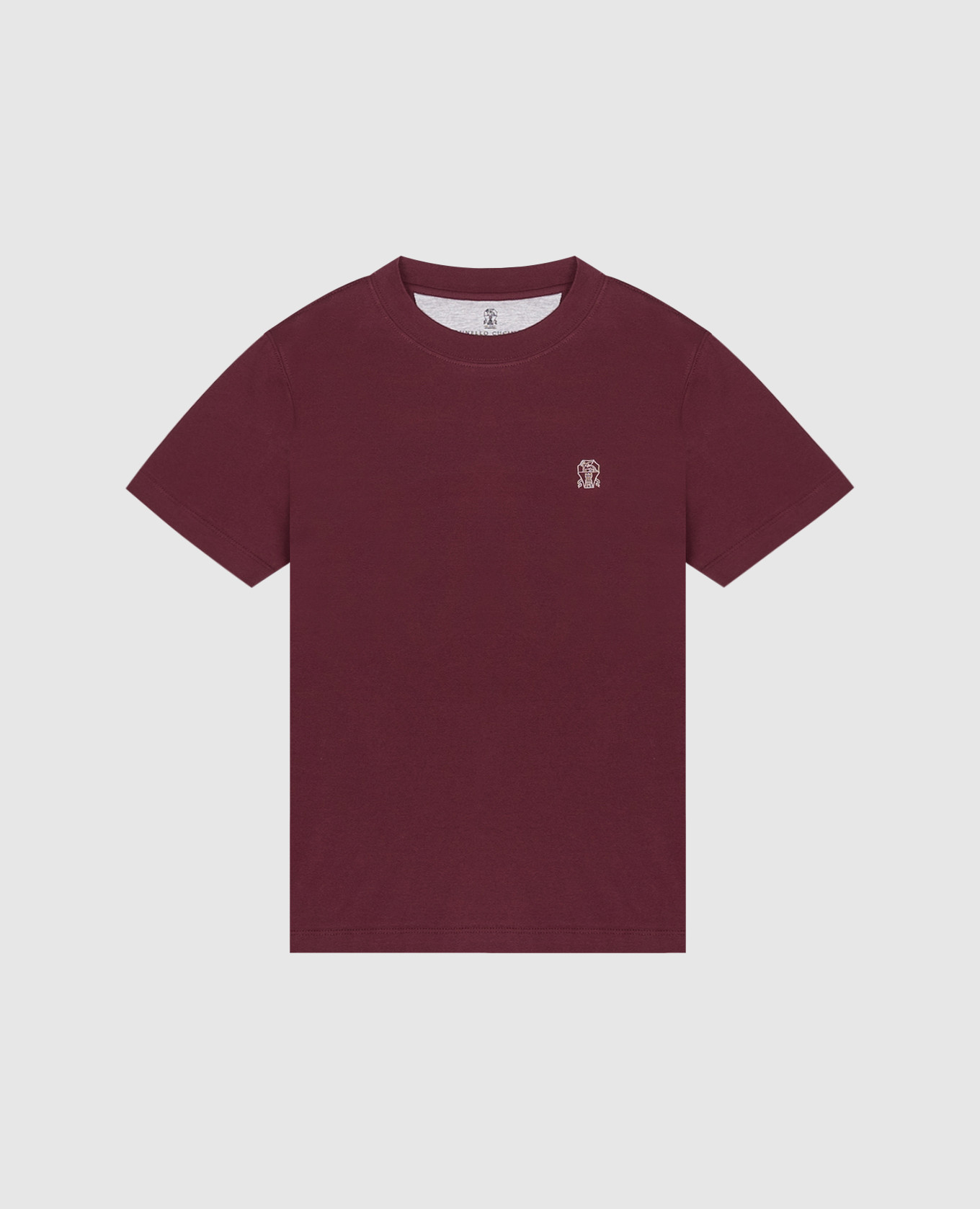 Children's burgundy T-shirt with embroidered emblem
