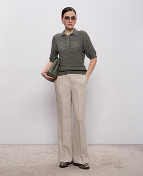 Peserico Green openwork top with polo collar S99120F0509110