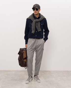 Brunello Cucinelli Blue shirt with cashmere MM840KC01