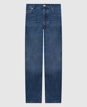 Brunello Cucinelli Blue jeans with embroidered emblem ME645O1090