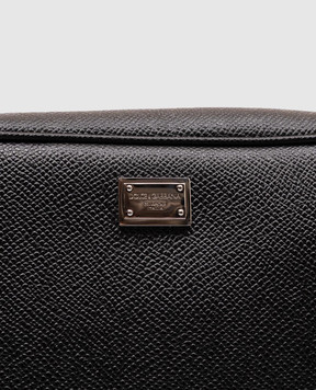 Dolce&Gabbana Black leather vanity case with metal plate BT3310A0701