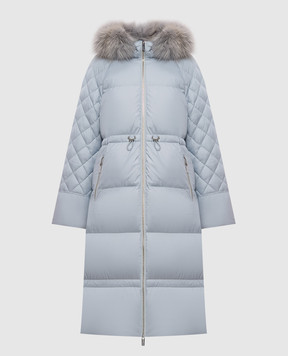 Be Florence Blue down jacket with fox fur BE26111