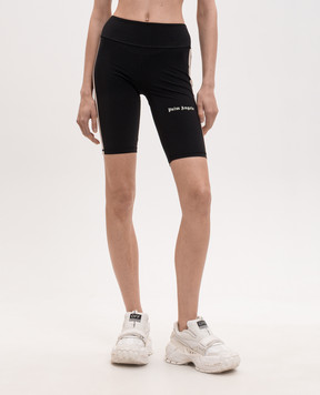 Palm Angels Black shorts with logo print PWVH003S26FAB001