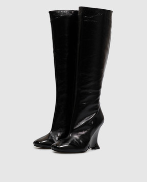Balmain Black patent leather boots HN0TA305LMSI