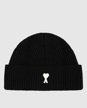 Ami Paris Black wool hat UBO006018w