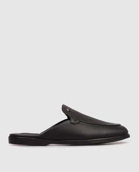 Stefano Ricci Black leather mules with emblem UC64G2395MR