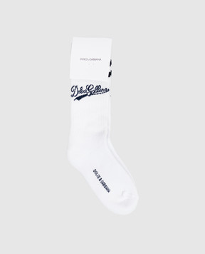 Dolce&Gabbana Children's white socks with logo pattern LBKAE5JBCKR