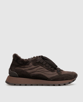Brunello Cucinelli Brown sneakers with a monil chain MZSFG3384