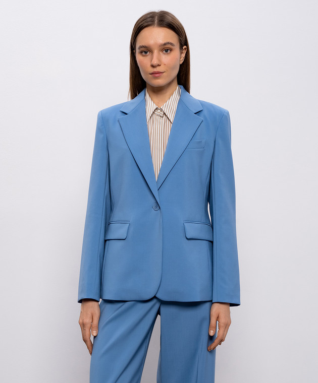 MaxMaraWEEKEND麻テーラードジャケット ブルー　Ｌ Max Mara Weekend - WKDLAMINE blue wool jacket WKDLAMINE - shop