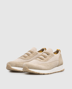 Doucal's Beige combination sneakers with logo DU3318SYDNPZ846