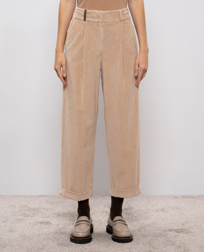 Peserico Beige corduroy pants P04831T303642