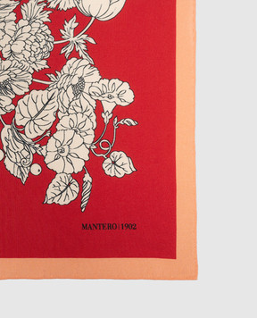 MANTERO 1902 Red silk scarf with floral print 0909F0023G63167