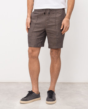 ISAIA Brown linen shorts PNC021P9120