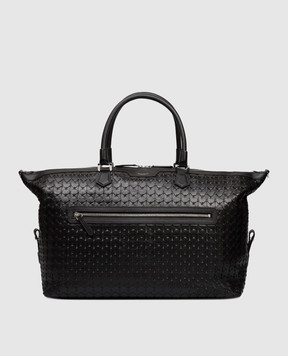 Serapian Black leather travel bag with weaving SRMOSMTR707545Y001