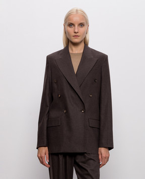 Marco Pescarolo Afrodite brown double-breasted wool and cashmere jacket AFRODITED5429