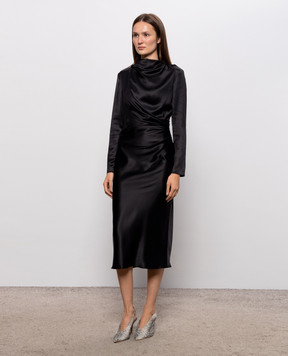 Loulou de Saison Black midi dress FABIO with silk FABIO