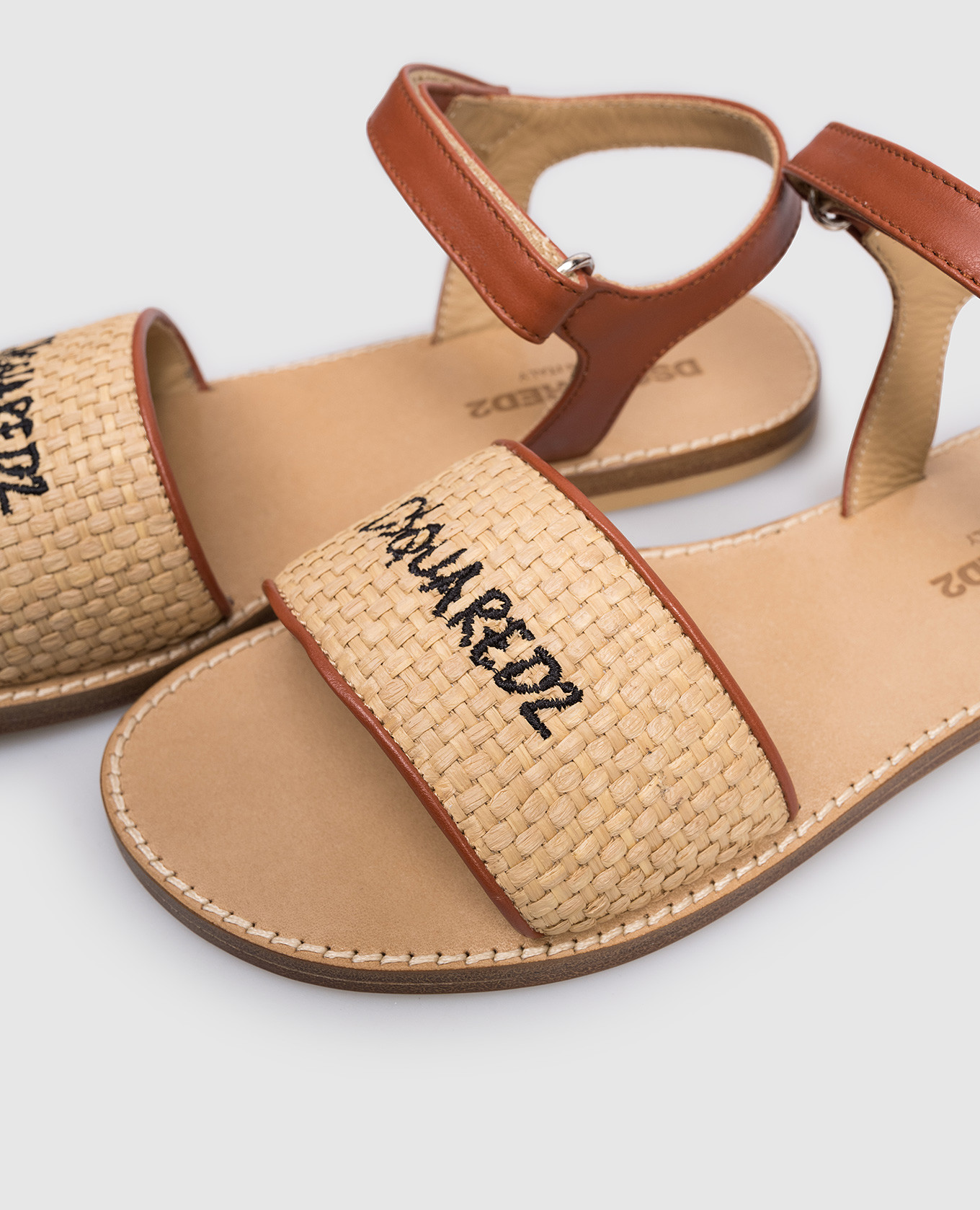 

Children's brown combination sandals with raffia DSQUARED2