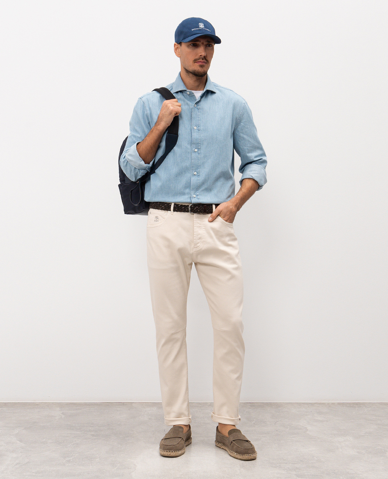 Beige jeans with logo patch Brunello Cucinelli 2