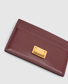 Dolce&Gabbana Burgundy leather cardholder with logo plate BI0330A9S25