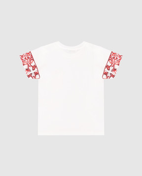 Dolce&Gabbana Children's white T-shirt with Majolica print L1JTKHG7P5D