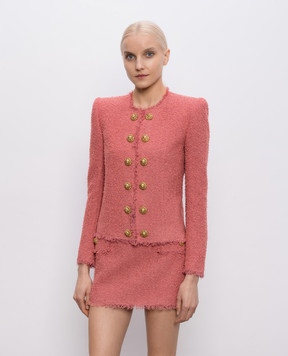 Balmain Pink tweed jacket with wool GF0SM508WD60
