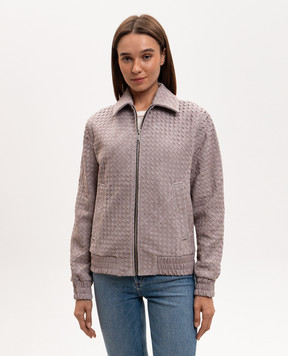 Babe Pay Pls Gray suede jacket with braiding 2402BOTBOTTEGA