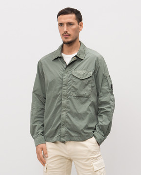 C.P. Company Green windbreaker with logo patch MOS710A005904G
