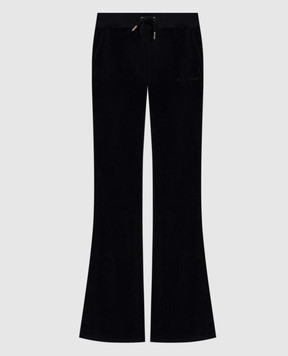 Sporty & Rich Black velour track pants with crystals PA06771326BA01