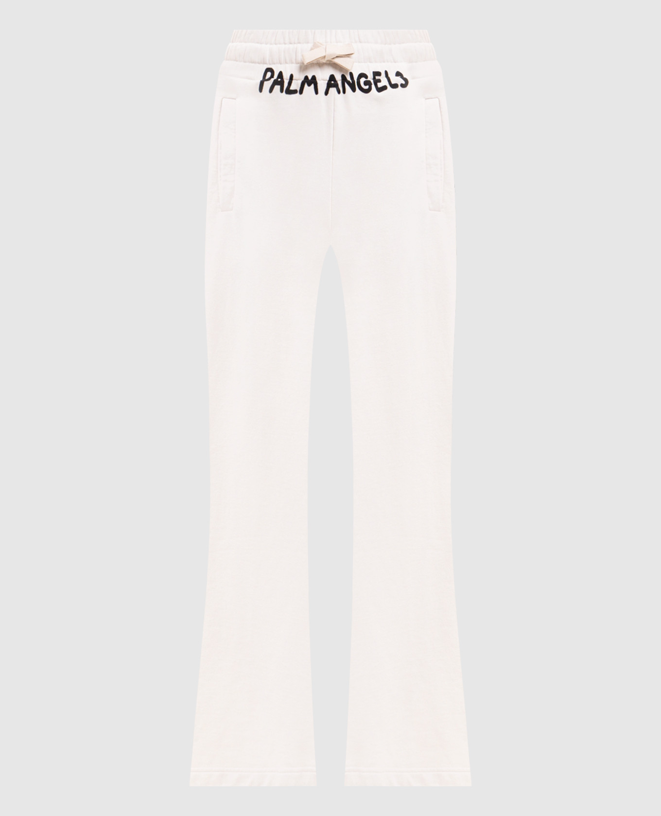 Pantalon de survêtement blanc évasé avec logo contrastant