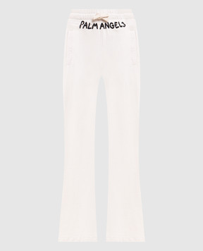 Palm Angels White flared sweatpants with contrast logo PWCH029S26FLE002