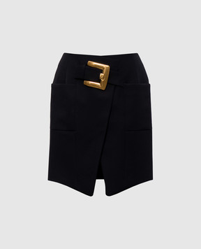 Balmain Black wool skirt HF1LBB22WC09